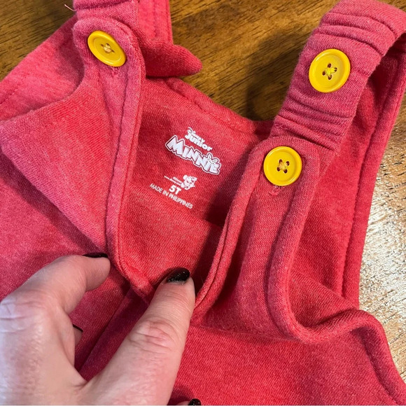 Disney Junior Minnie Mouse sweat-pant overalls red size 5t - Picture 3 of 5